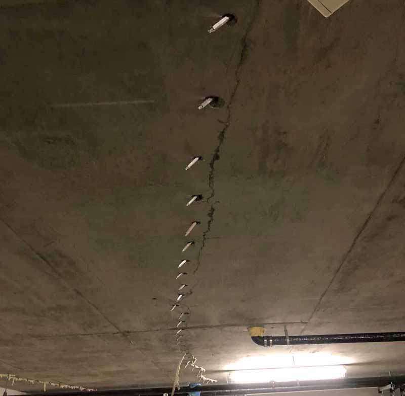 Polyurethane Injection Concrete Crack Repair - Parkade Ceiling