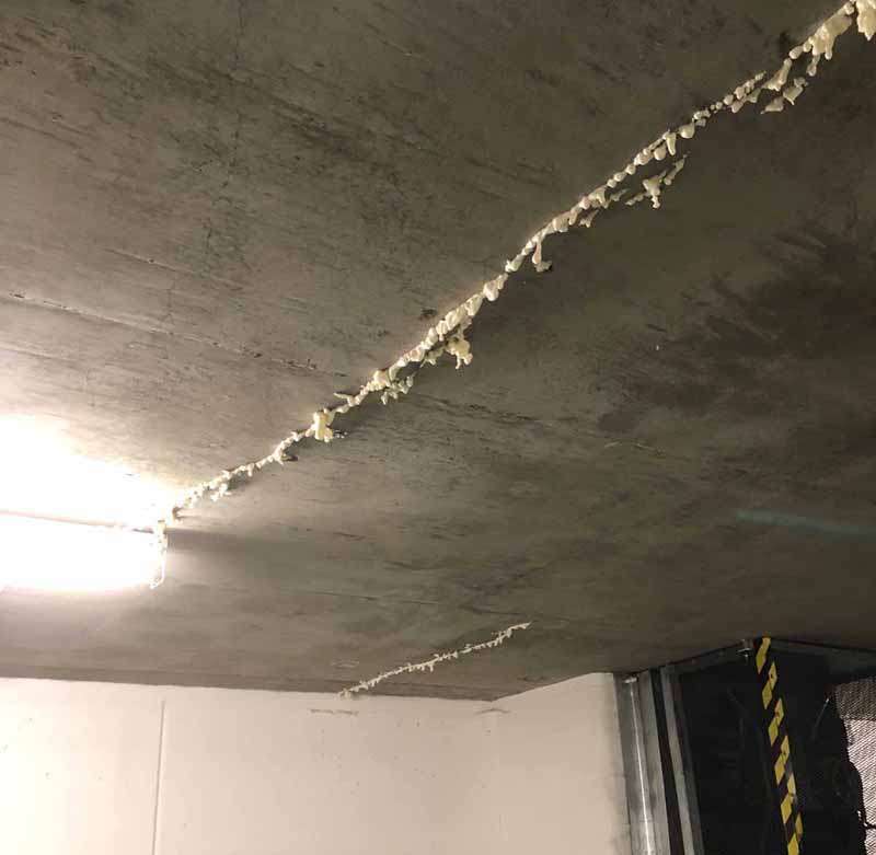 Polyurethane Injection Concrete Crack Repair - Parkade Ceiling